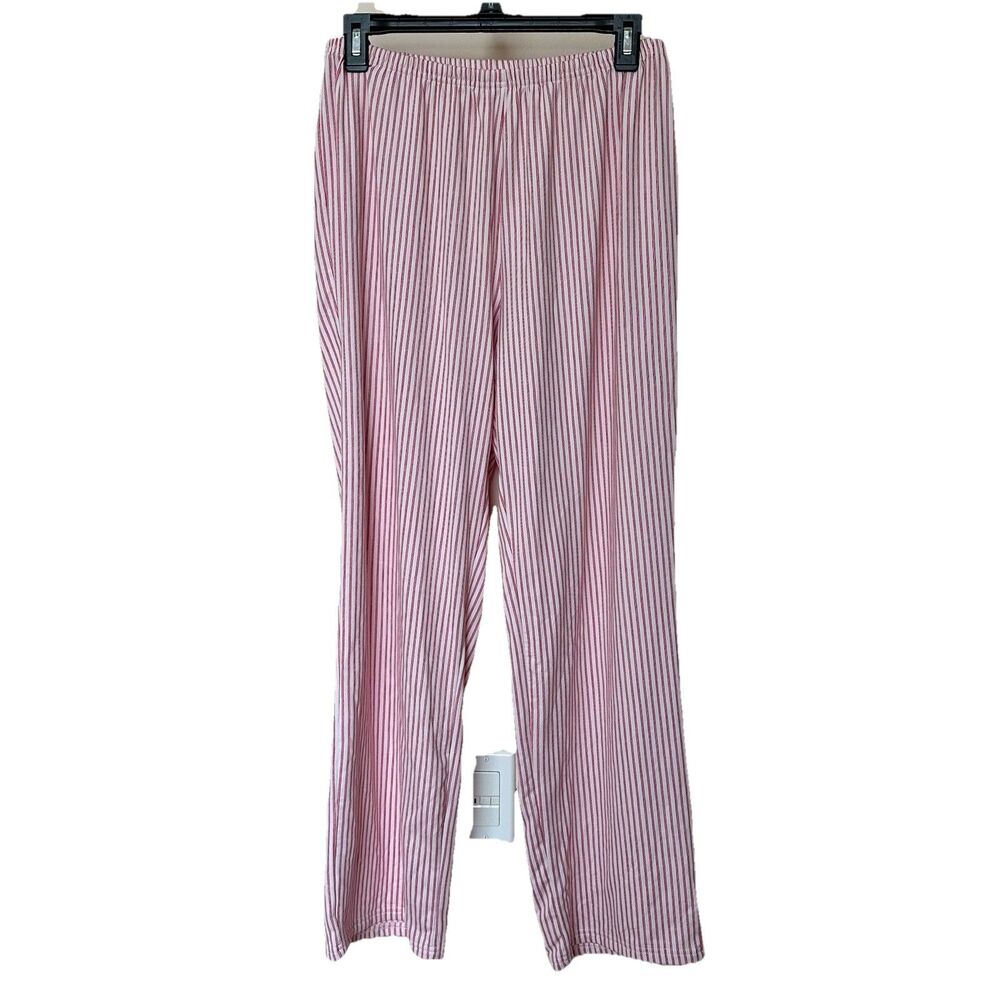 Laura Ashley Pajama Pants Lg White Red Stripe Cottage Comfy Cozy Cabincore